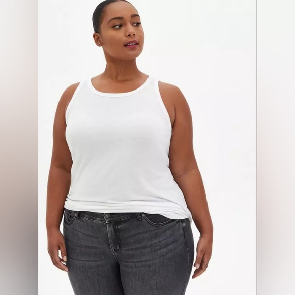 Torrid White Triblend Wide Neck Rib Trim Tank 2x NEW - Picture 1 of 9